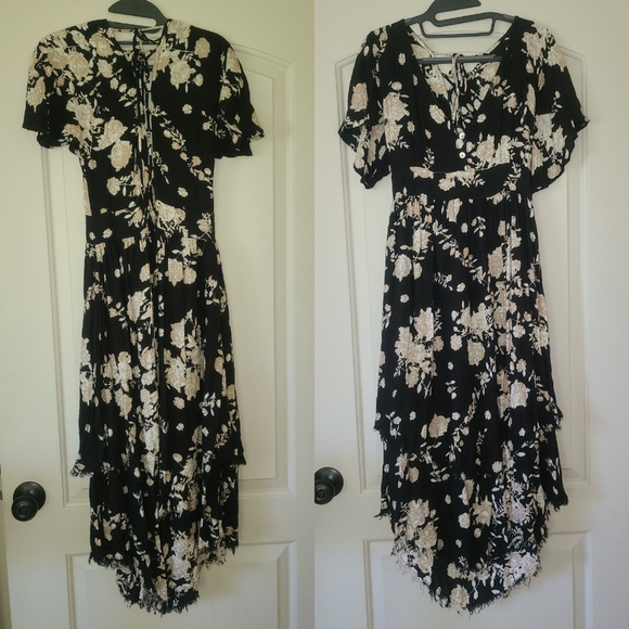 Jen's Pirate Booty Goya midi dress obsidian Spanish Rose black lace down XS gown - Picture 15 of 16